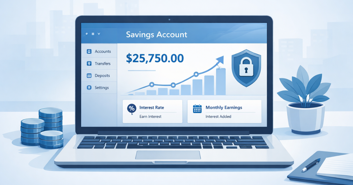 High yield savings account showing safe interest growth in a U.S. bank
