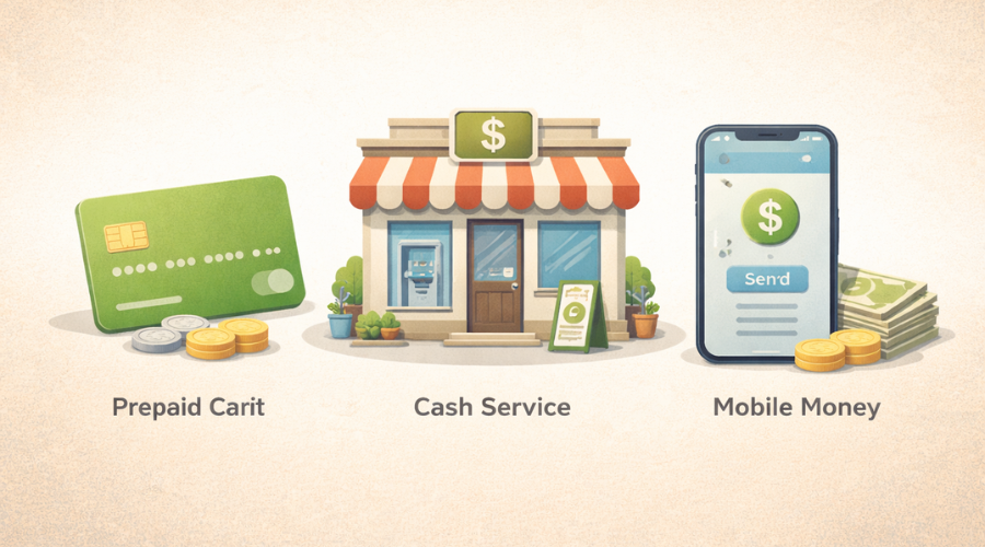 Alternatives to checking accounts including prepaid cards, cash services, and mobile money apps