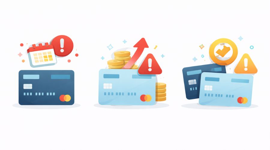 illustration showing common balance transfer credit card mistakes