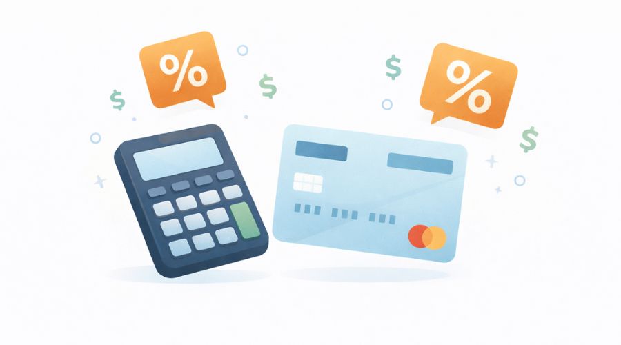 illustration showing balance transfer fees added to credit card balance