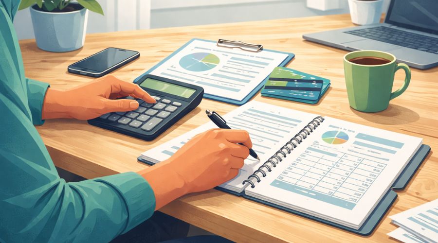 person calculating whether a balance transfer will save money