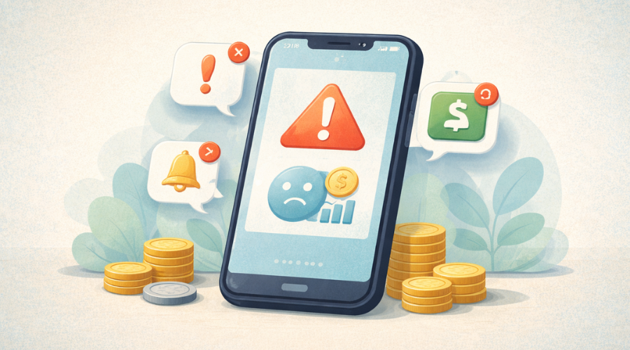 Mobile banking alerts and low balance notifications to prevent overdraft fees