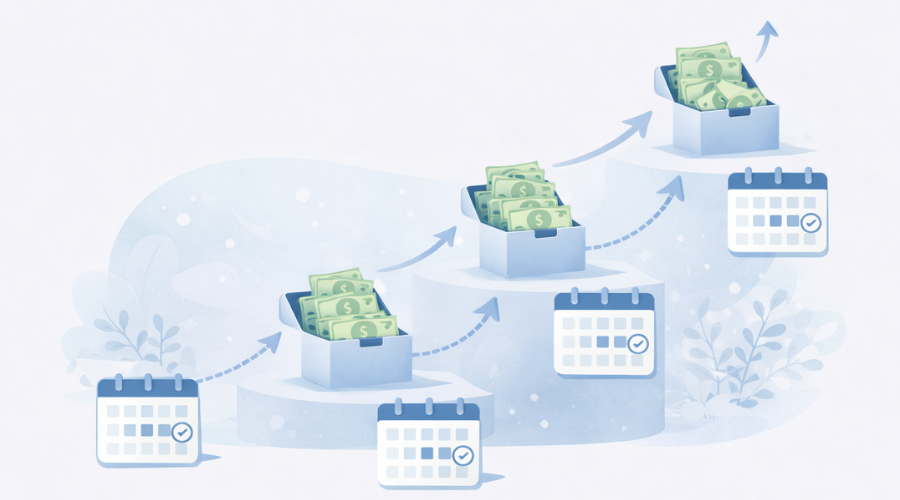 Diagram illustrating CD ladder strategy with multiple maturity dates and reinvestment cycle
