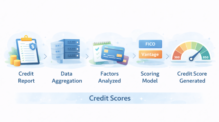 How credit report data is used to calculate credit scores