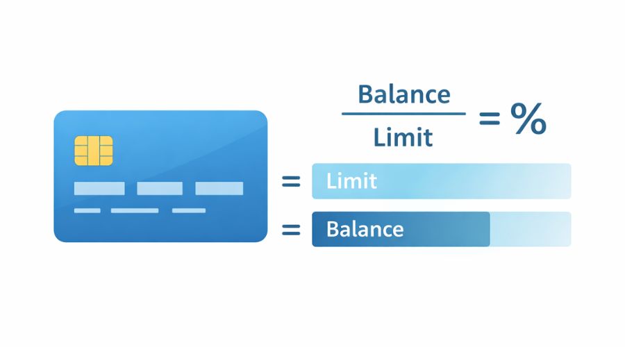 Example of credit utilization showing balance compared to credit limit
