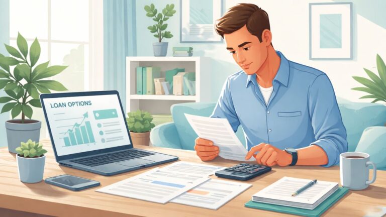 Debt consolidation explained with person reviewing bills and loan options in the U.S.