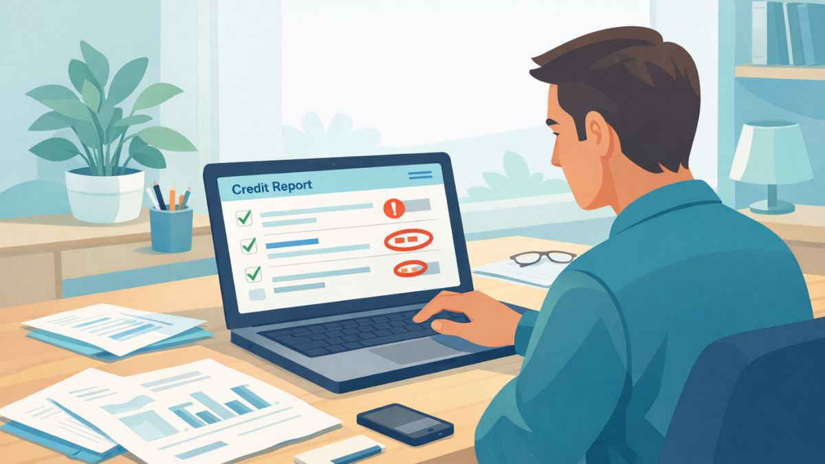 Disputing errors on a U.S. credit report using a laptop