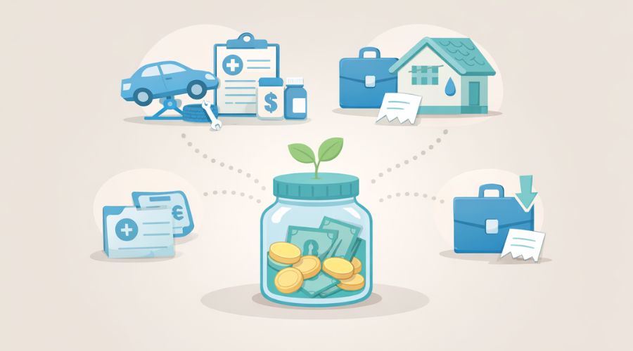 Examples of common emergency expenses like car repair and medical bills in the U.S.