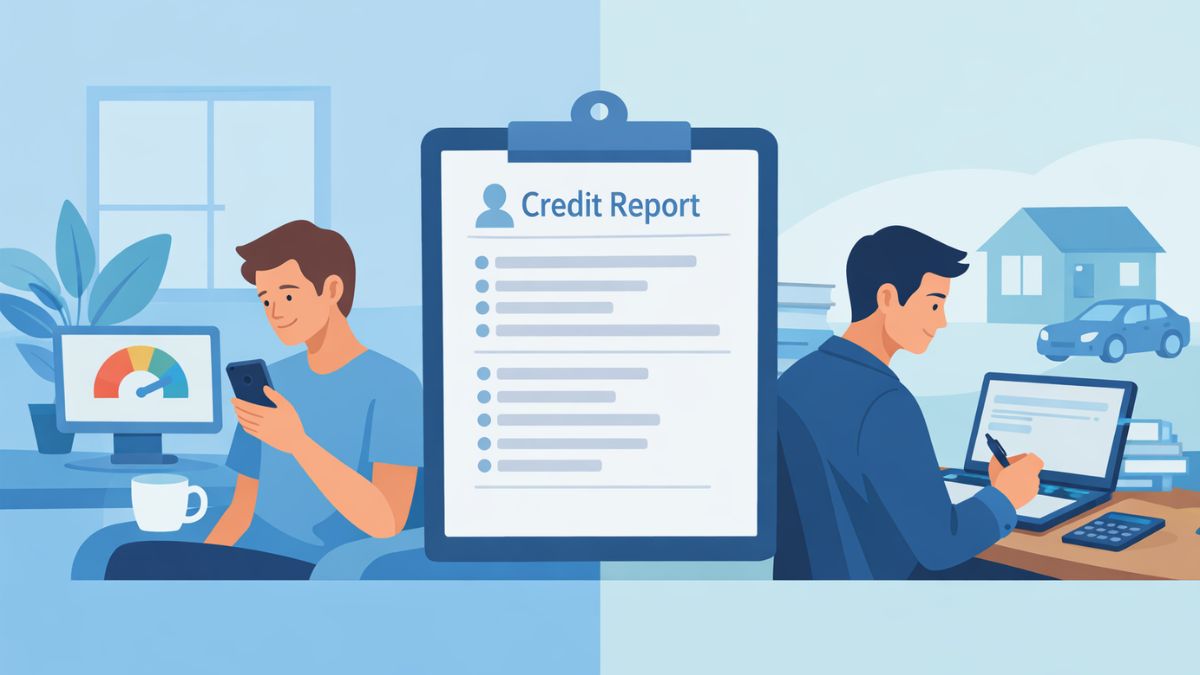 Illustration comparing hard and soft credit inquiries and their effect on credit score