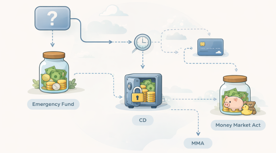 decision flow illustration for choosing right type of savings account