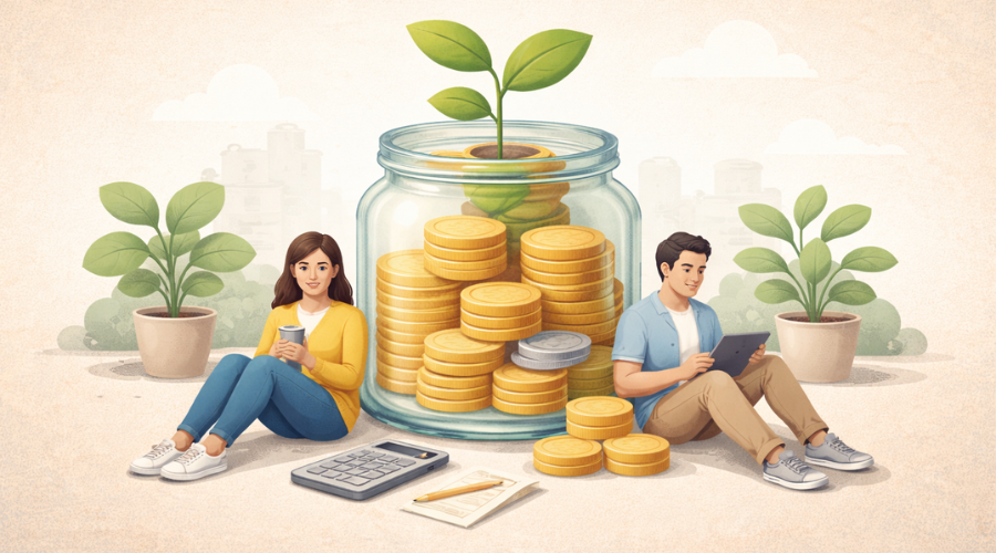 Long-term financial stability from saving money and managing checking account well