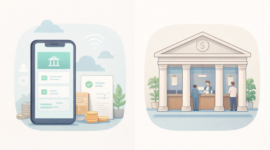 Comparison of online banks and traditional branch banks in the U.S