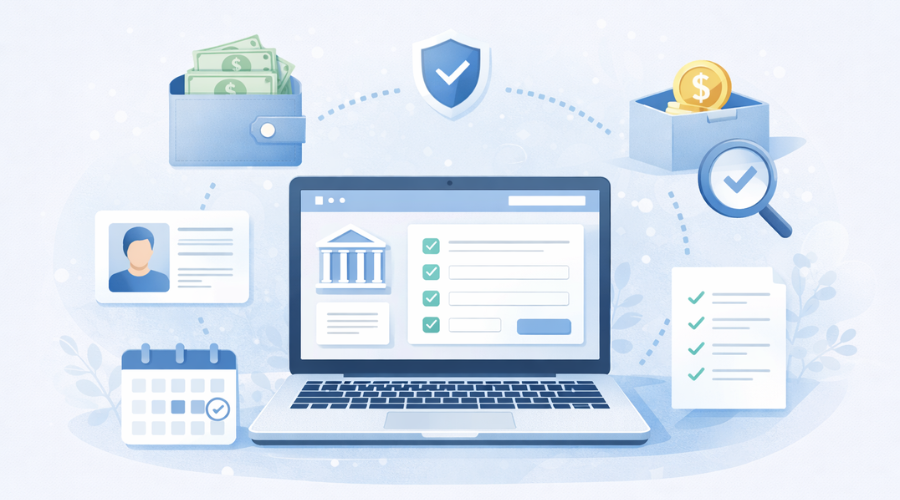 Illustration showing steps to open a certificate of deposit account through online banking