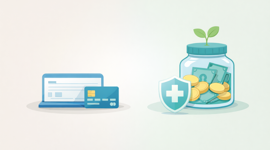 Split emergency fund strategy with savings and checking buffer