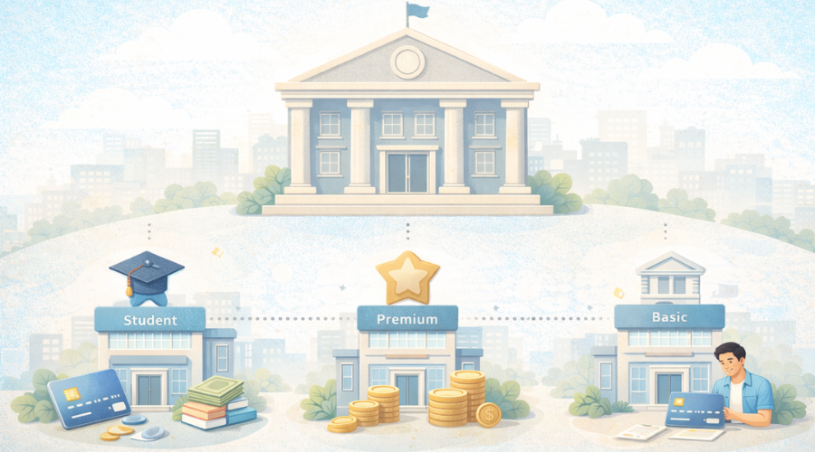 Different types of checking accounts offered by banks and credit unions in the United States