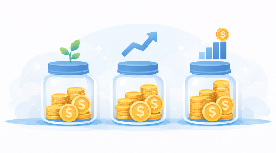 Visual comparison of different types of savings accounts in the U.S.