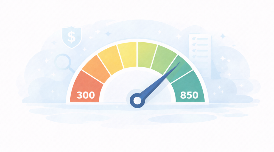 Illustration explaining what a credit score represents in the United States