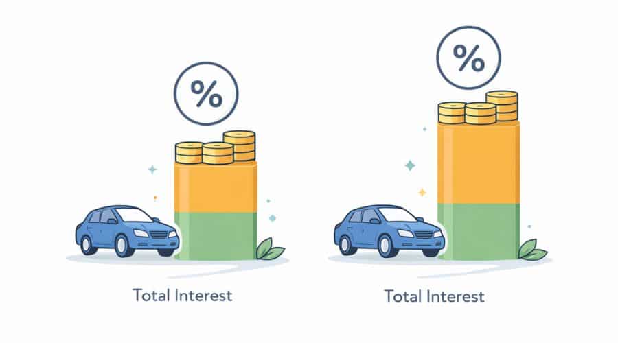 Illustration comparing total cost of a car loan at different APR rates