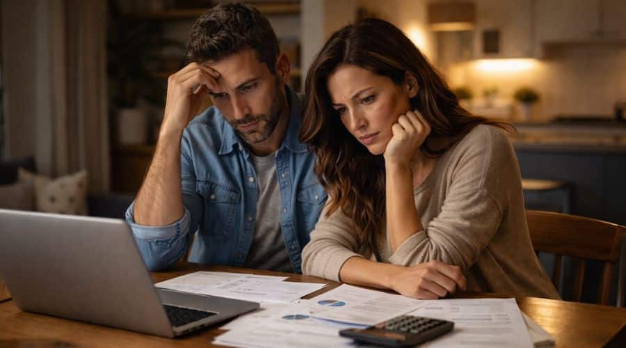 Family reviewing finances after realizing employer life insurance coverage may not be enough
