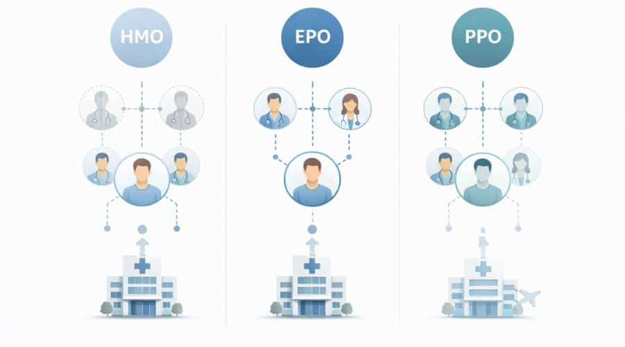 Comparison of EPO vs PPO vs HMO health insurance plans
