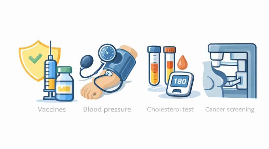 preventive services usually covered for free by health insurance
