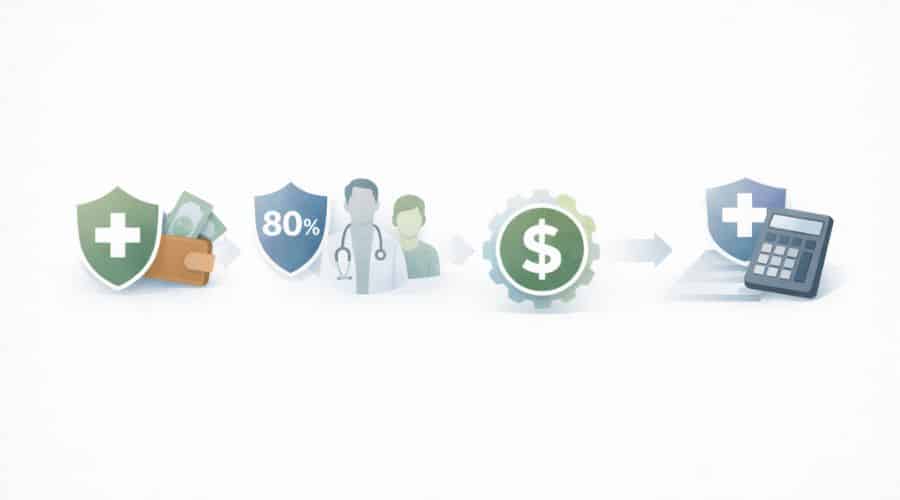 Health insurance cost flow showing deductible, copay, coinsurance, and out-of-pocket maximum