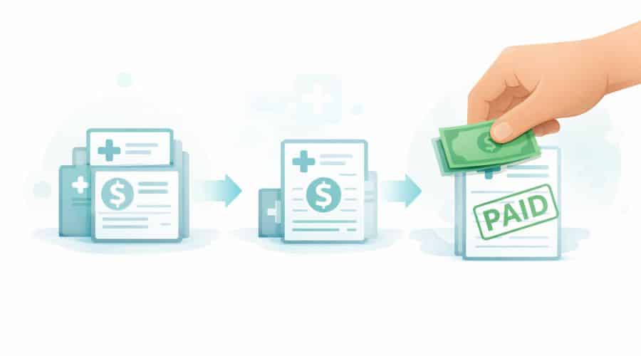 Health insurance deductible explained with real-life medical expense concept
