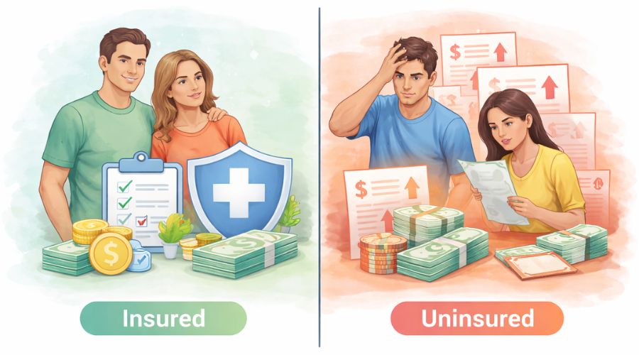health insurance vs being uninsured cost comparison