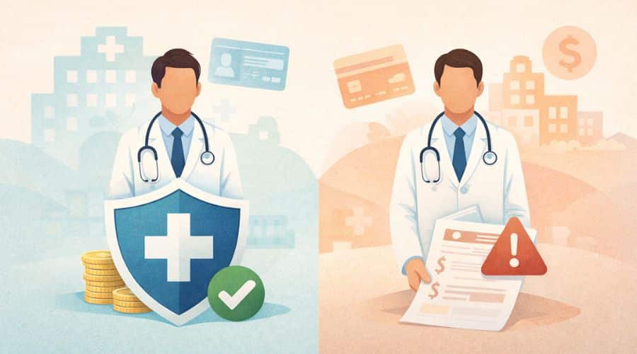 Comparison of in-network and out-of-network healthcare providers and insurance coverage
