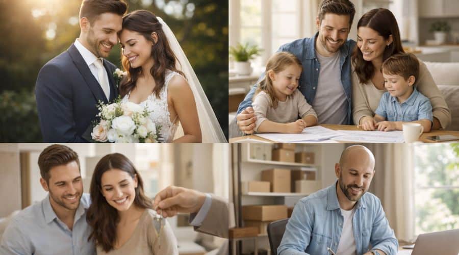 Life events like marriage, children, and home ownership that trigger life insurance needs
