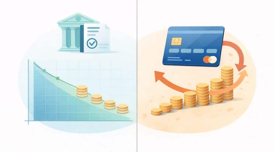 Interest comparison between personal loans and credit cards