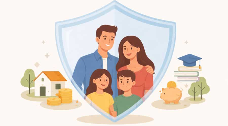 Illustration explaining the core purpose of life insurance for family financial protection
