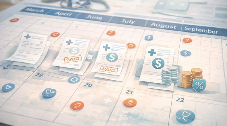 Real-life example of paying deductible copay and coinsurance during a year
