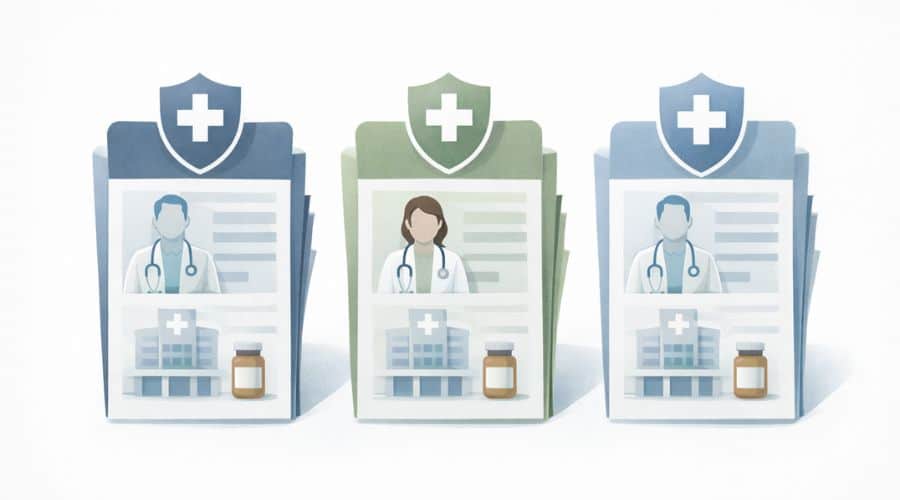 Comparison of U.S. health insurance plans showing copays and coinsurance