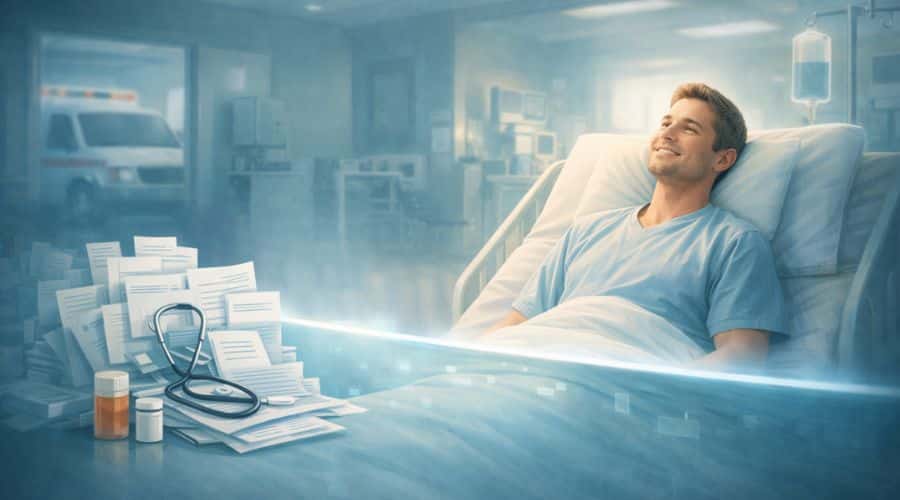 U.S. hospital bill example showing out-of-pocket maximum limiting medical costs
