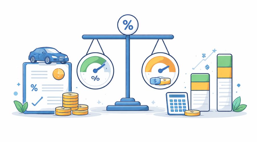 Illustration explaining auto loan APR versus interest rate