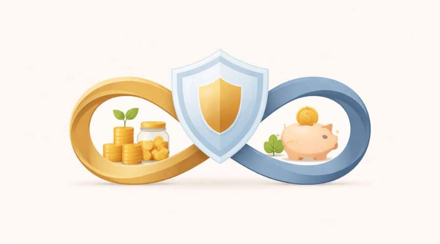 Illustration showing whole life insurance providing lifetime coverage and cash value growth

