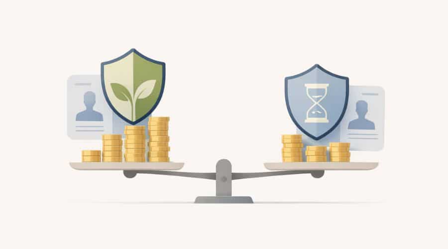 Comparison showing higher cost of whole life insurance versus term life insurance

